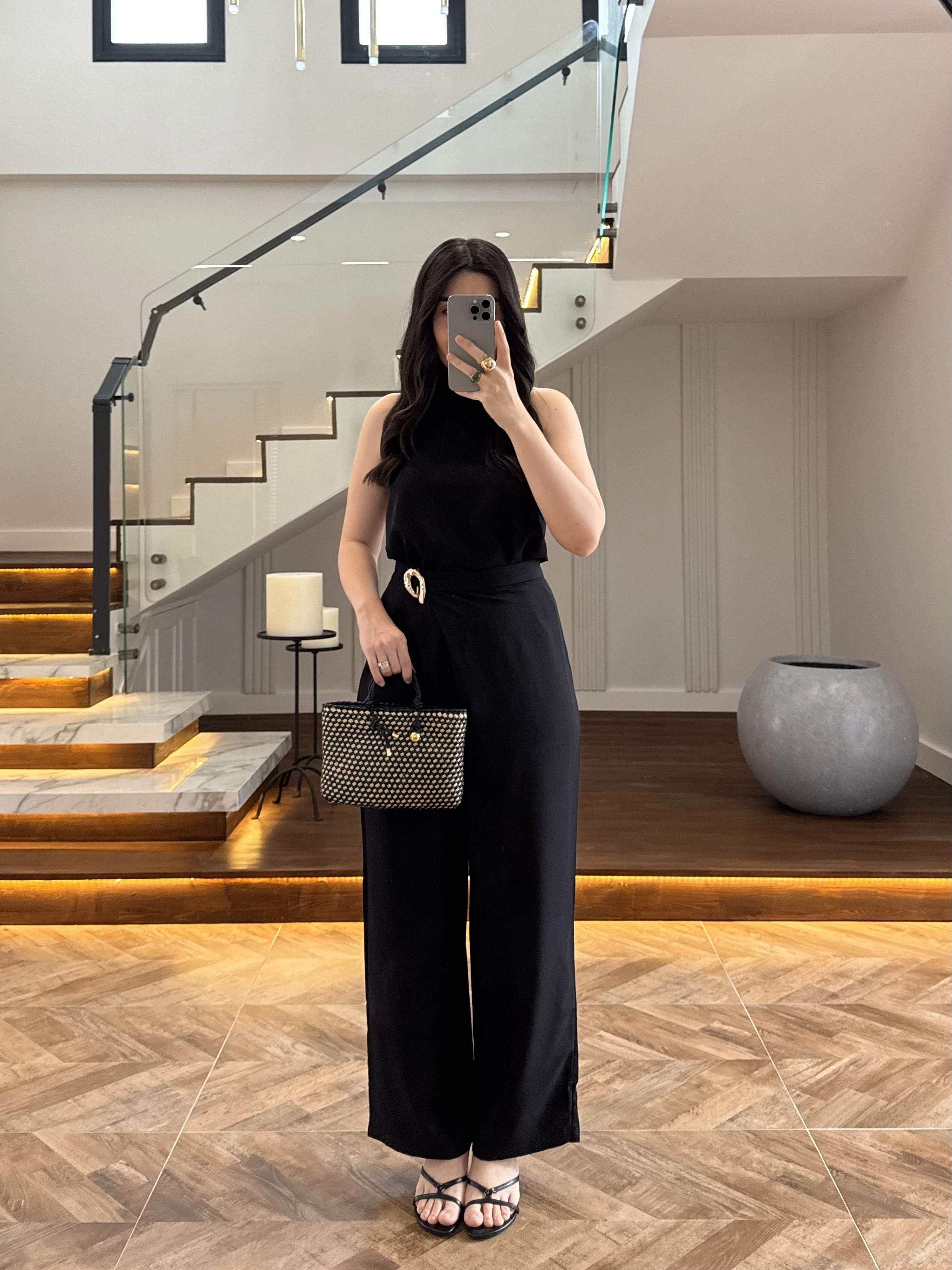 SİYAH HALTER YAKA BLUZ TAKIM-9160