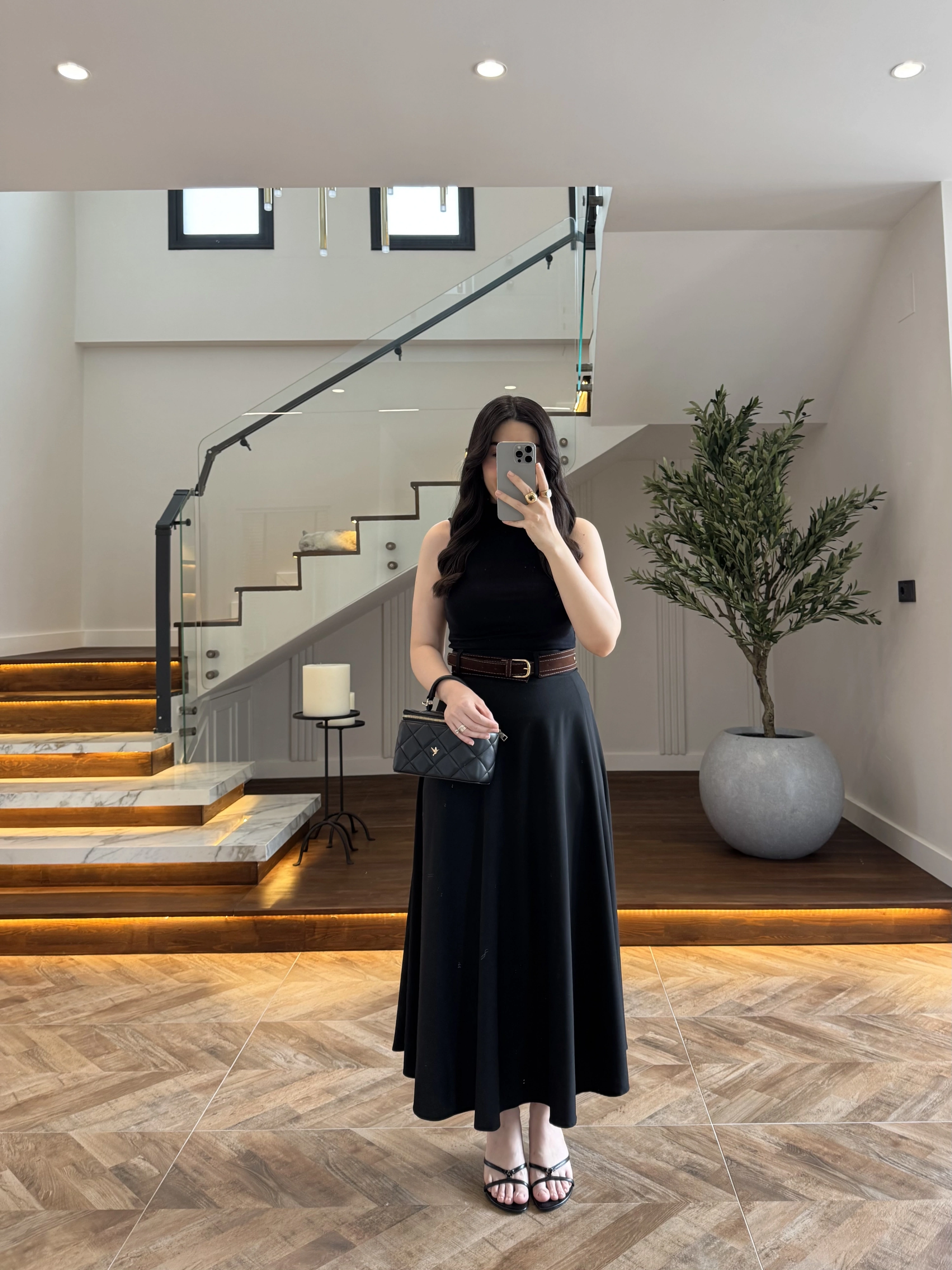 SİYAH KEMER DETAYLI ETEK - 580547