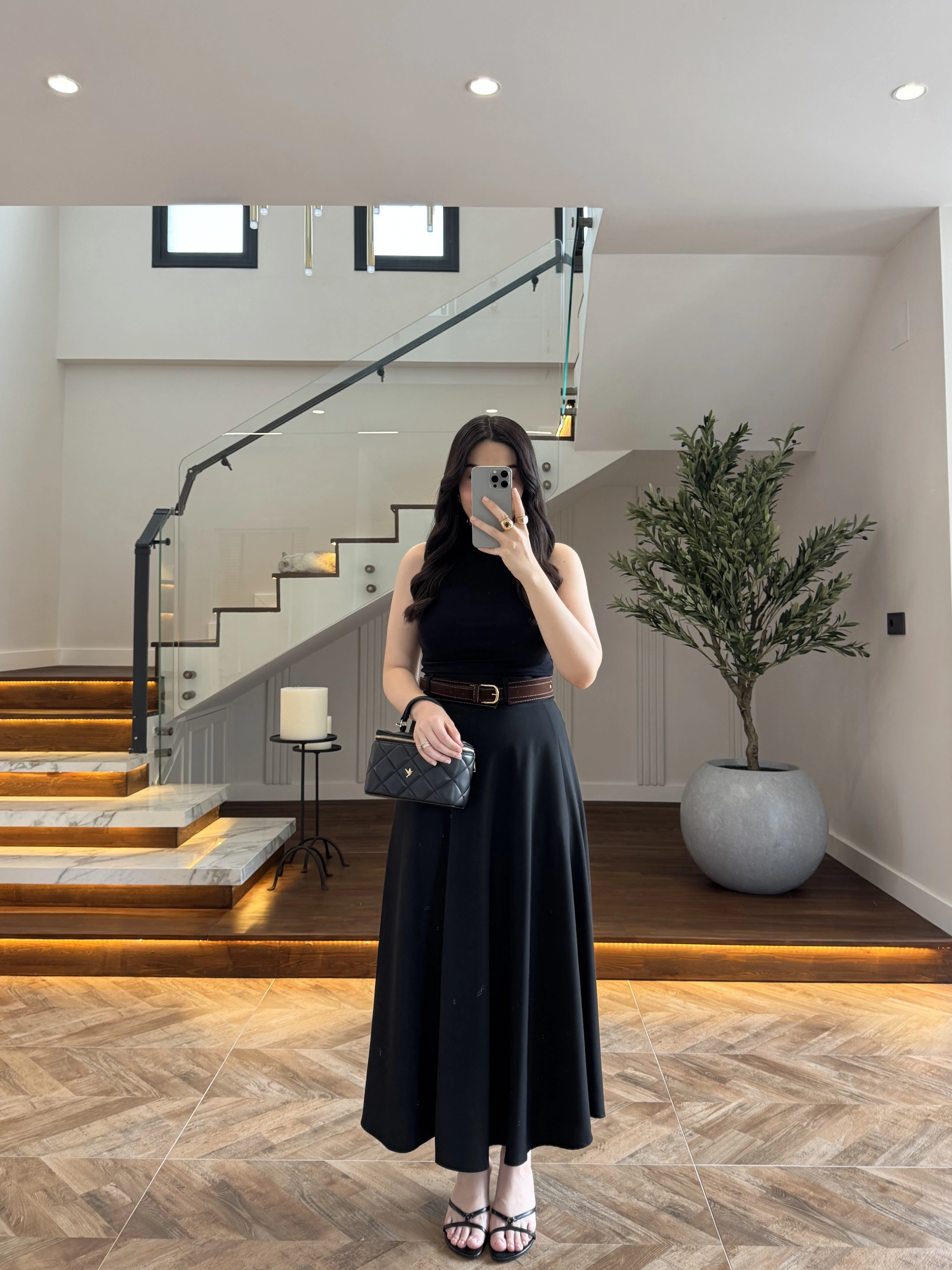 SİYAH KEMER DETAYLI ETEK - 580547