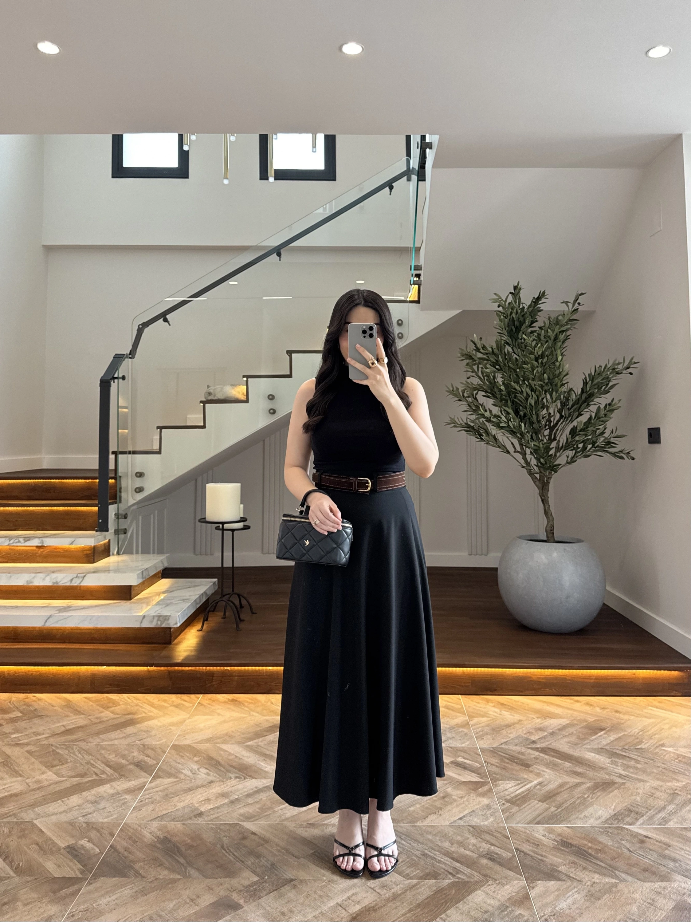 SİYAH KEMER DETAYLI ETEK - 580547
