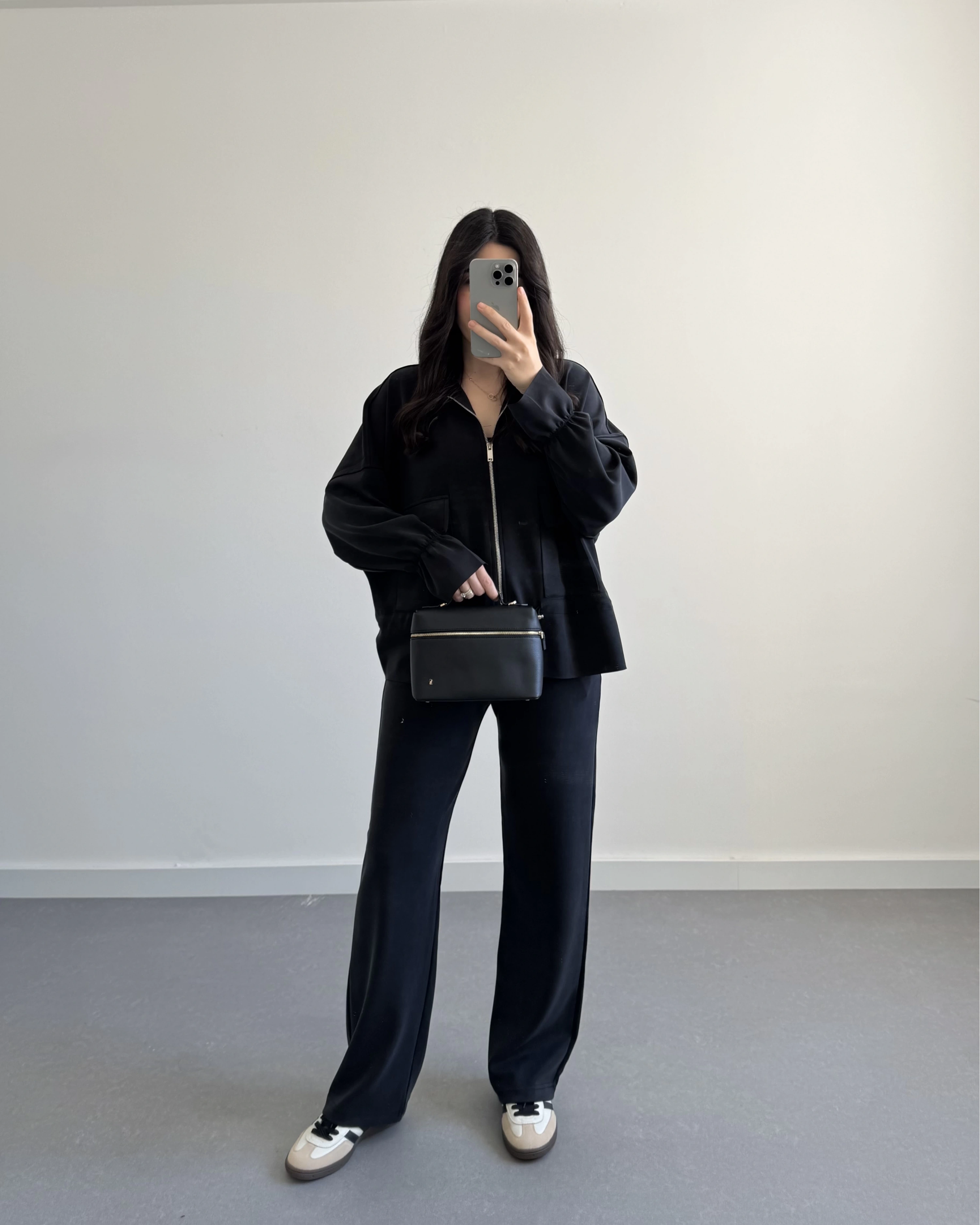 SİYAH ÖNÜ FERMUARLI MODAL TAKIM