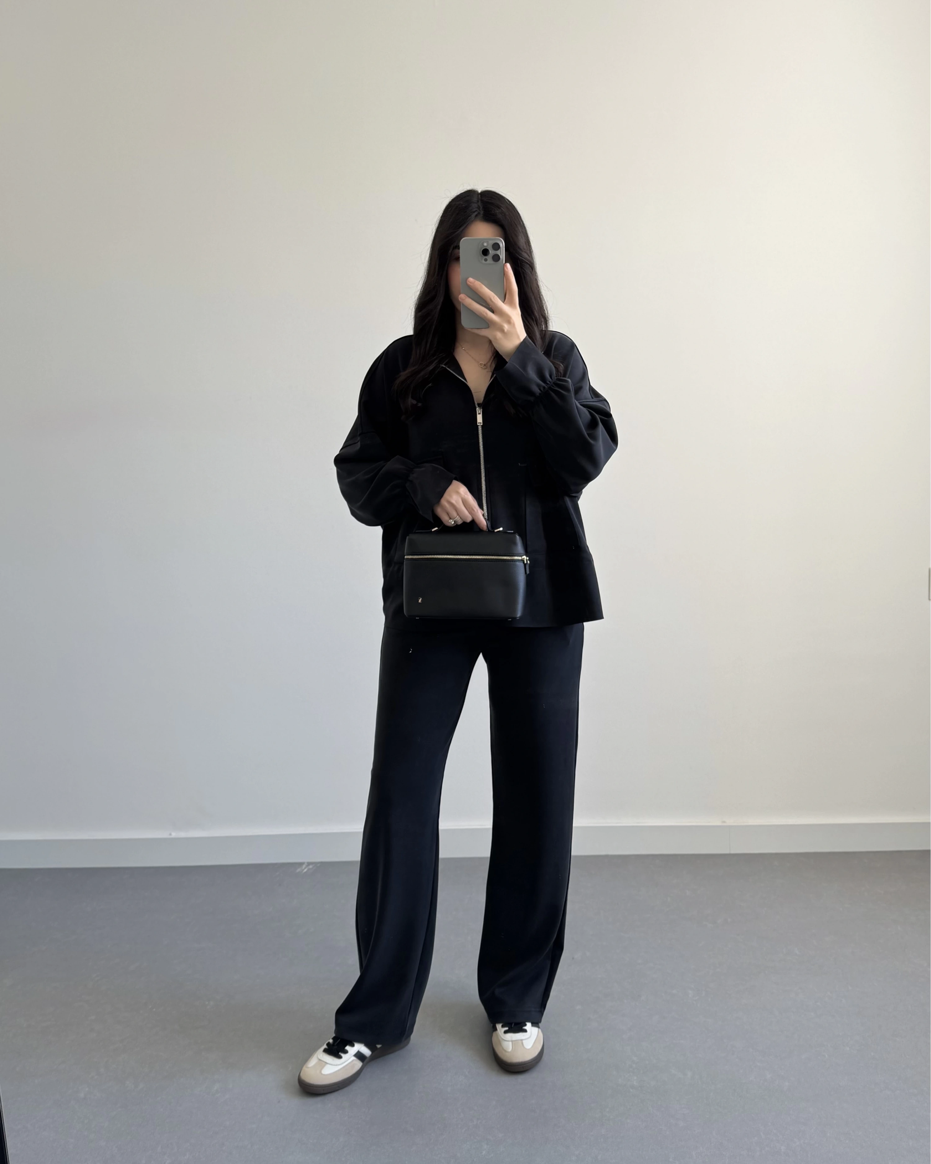 SİYAH ÖNÜ FERMUARLI MODAL TAKIM