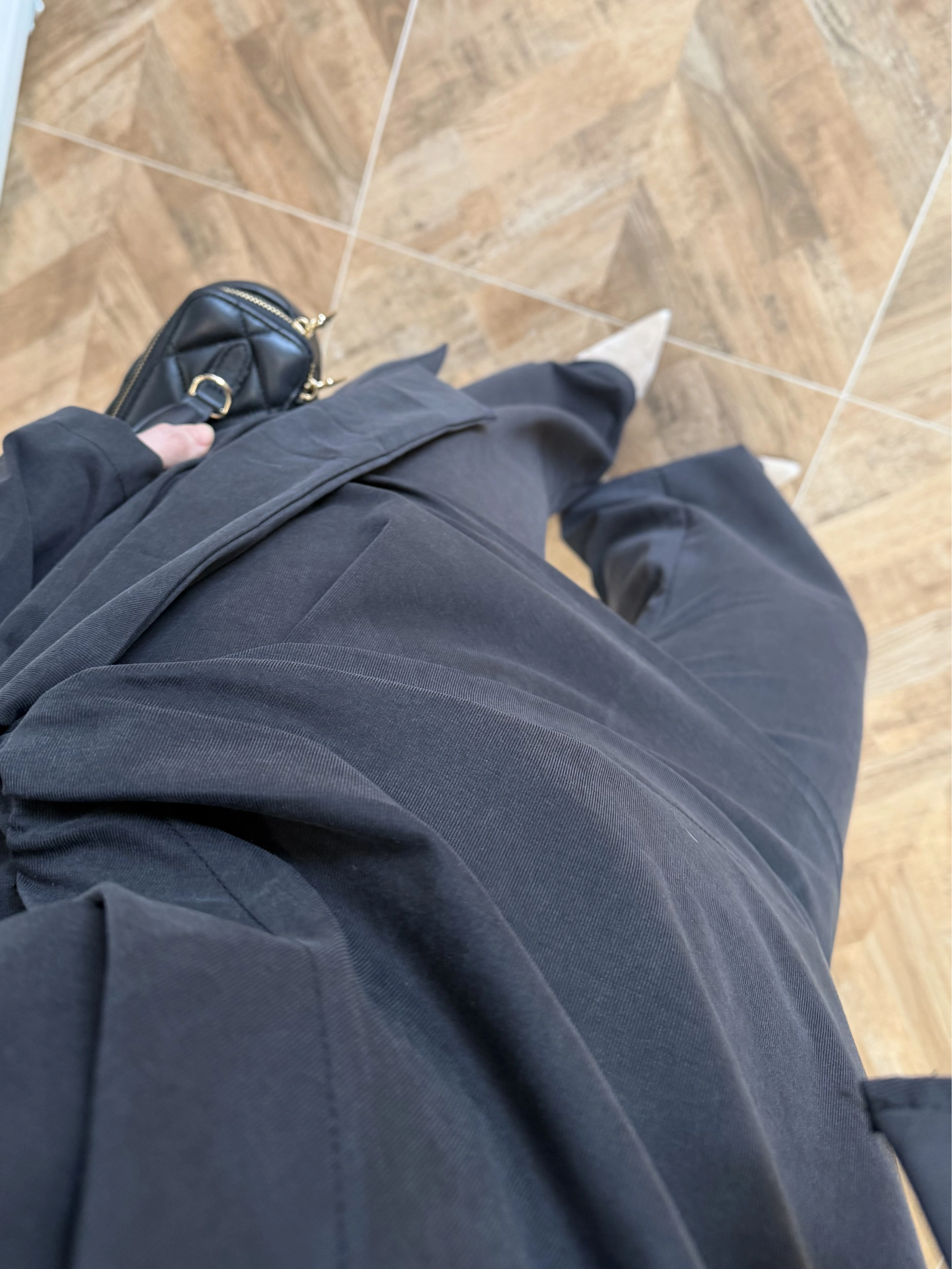 SİYAH PARÇALI TASARIM BLUZ PANT TAKIM-9257