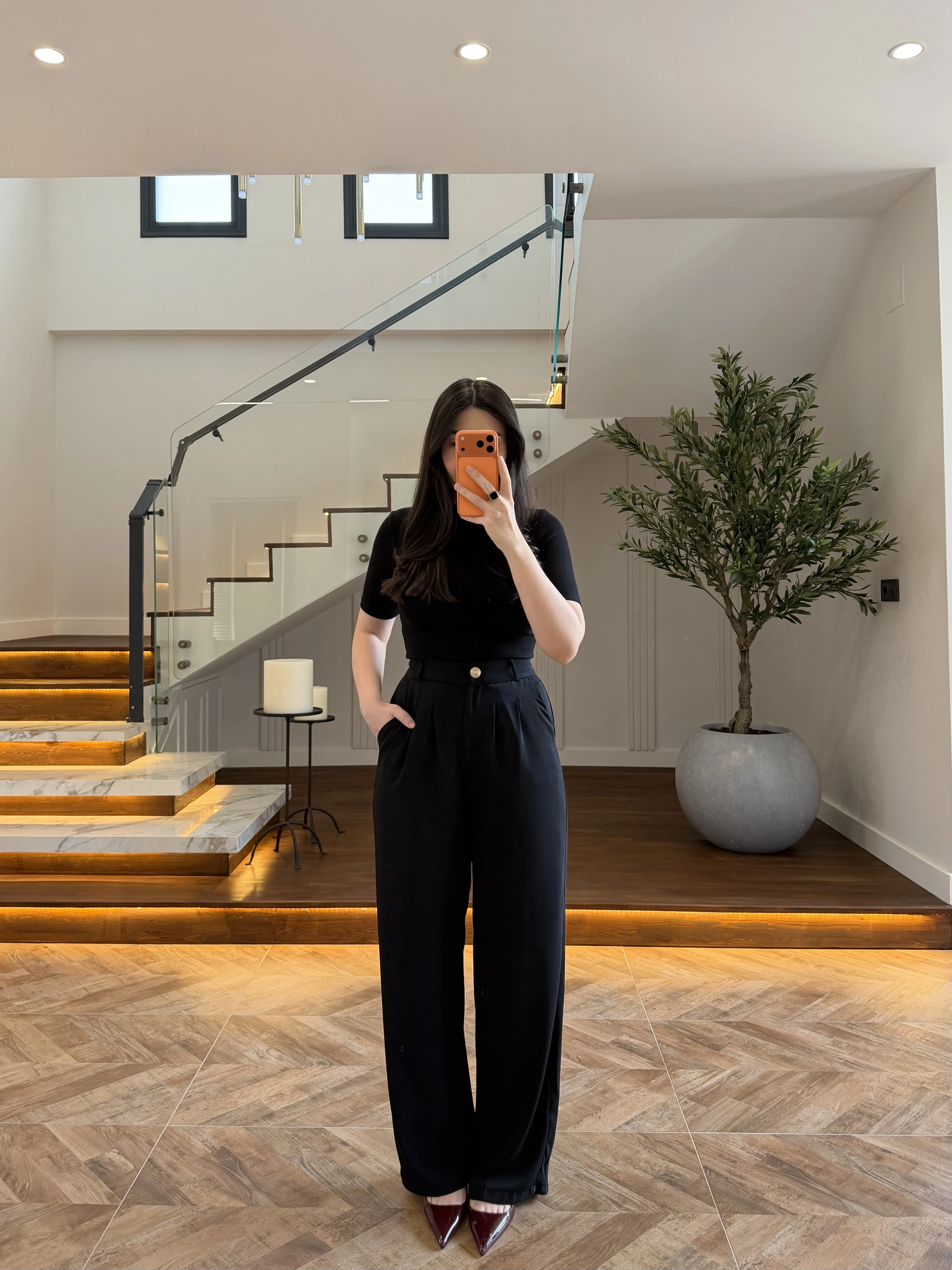 SİYAH PİLELİ PALAZZO PANTOLON-51078