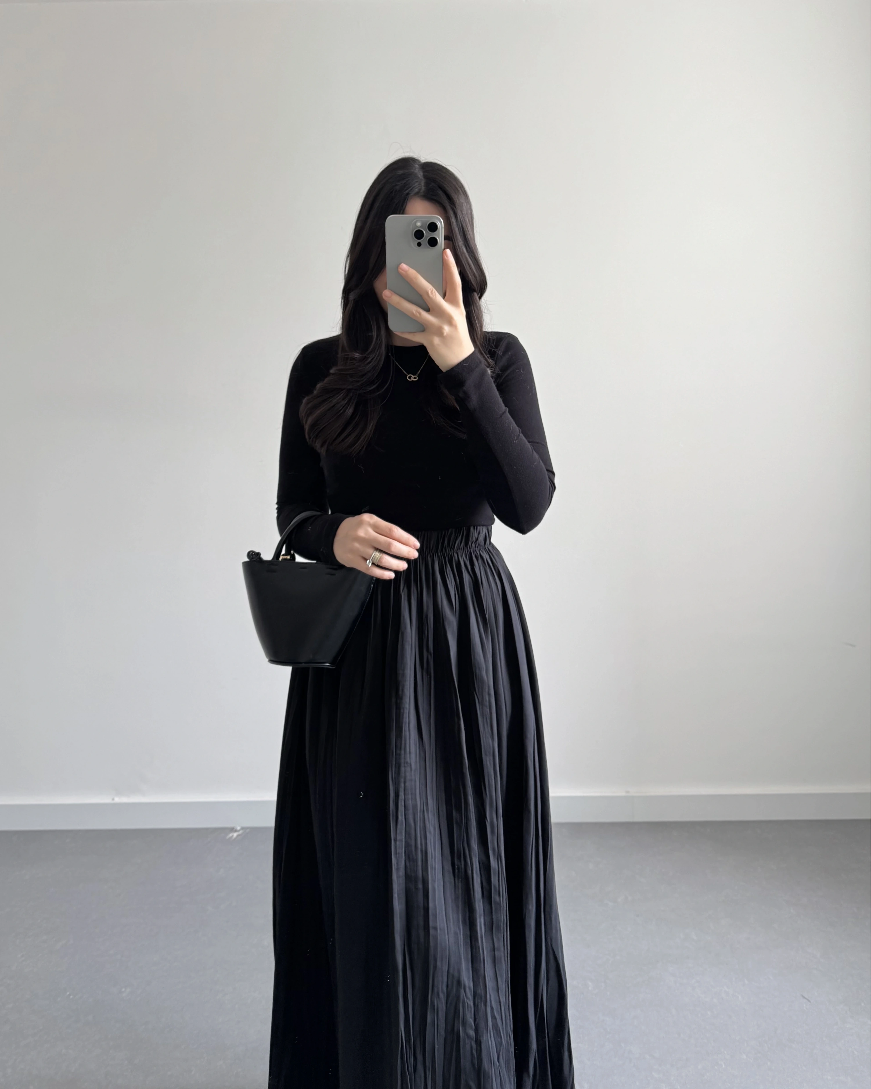 SİYAH TENSEL CRUSH ETEK