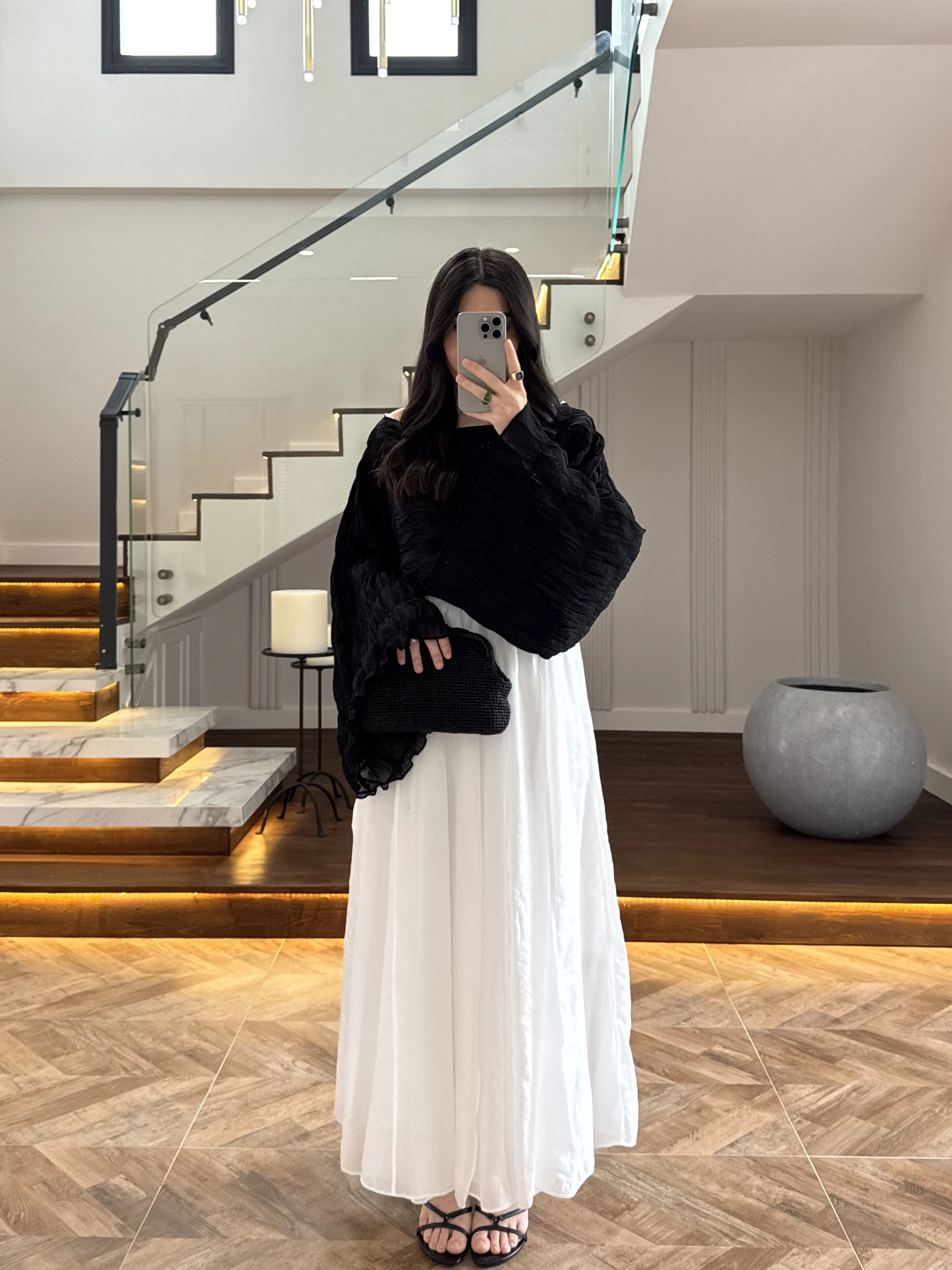 SİYAH TENSEL DRAPE BLUZ-D31096