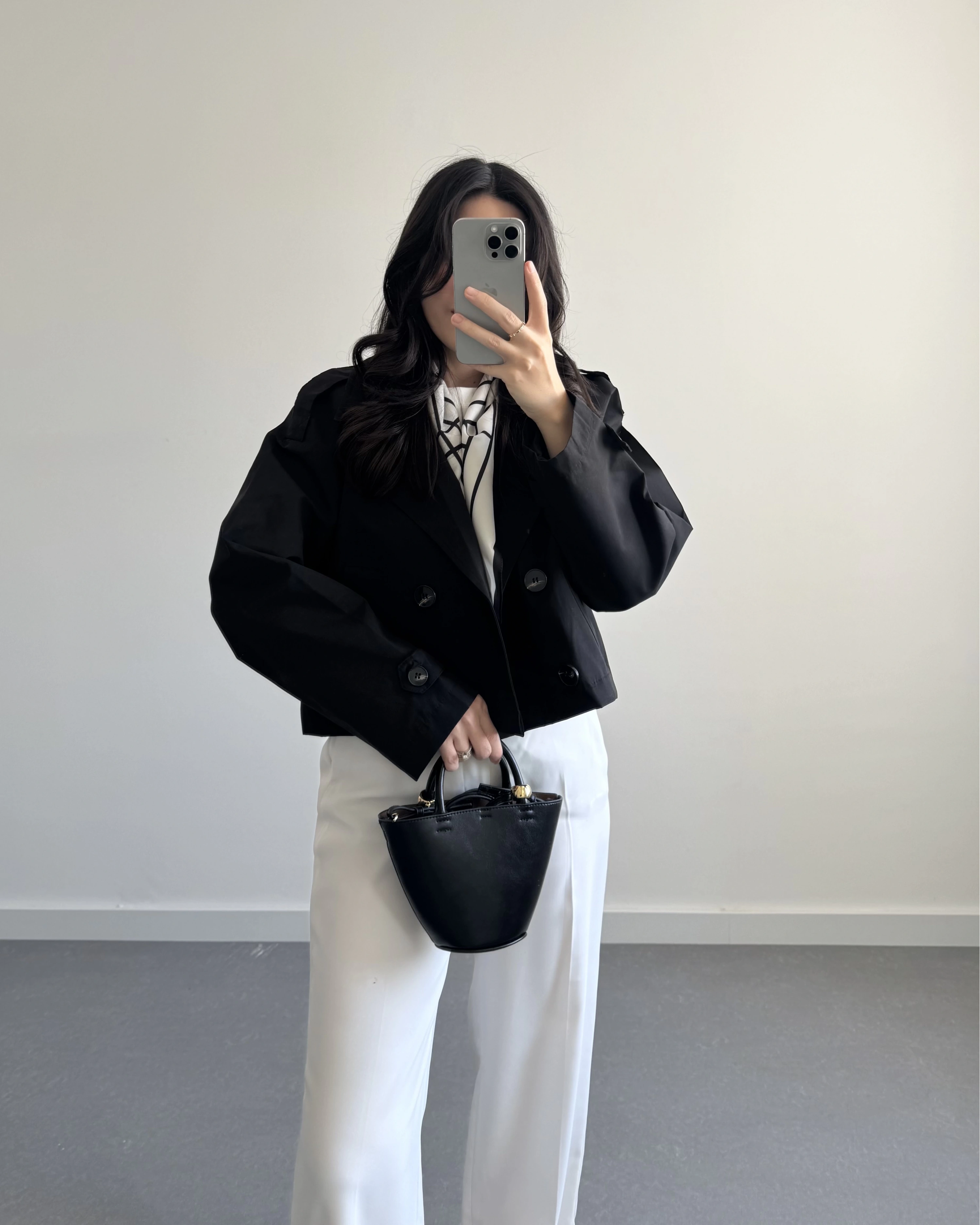 SİYAH ZR MODEL KRUVAZE YAKA TRENÇKOT