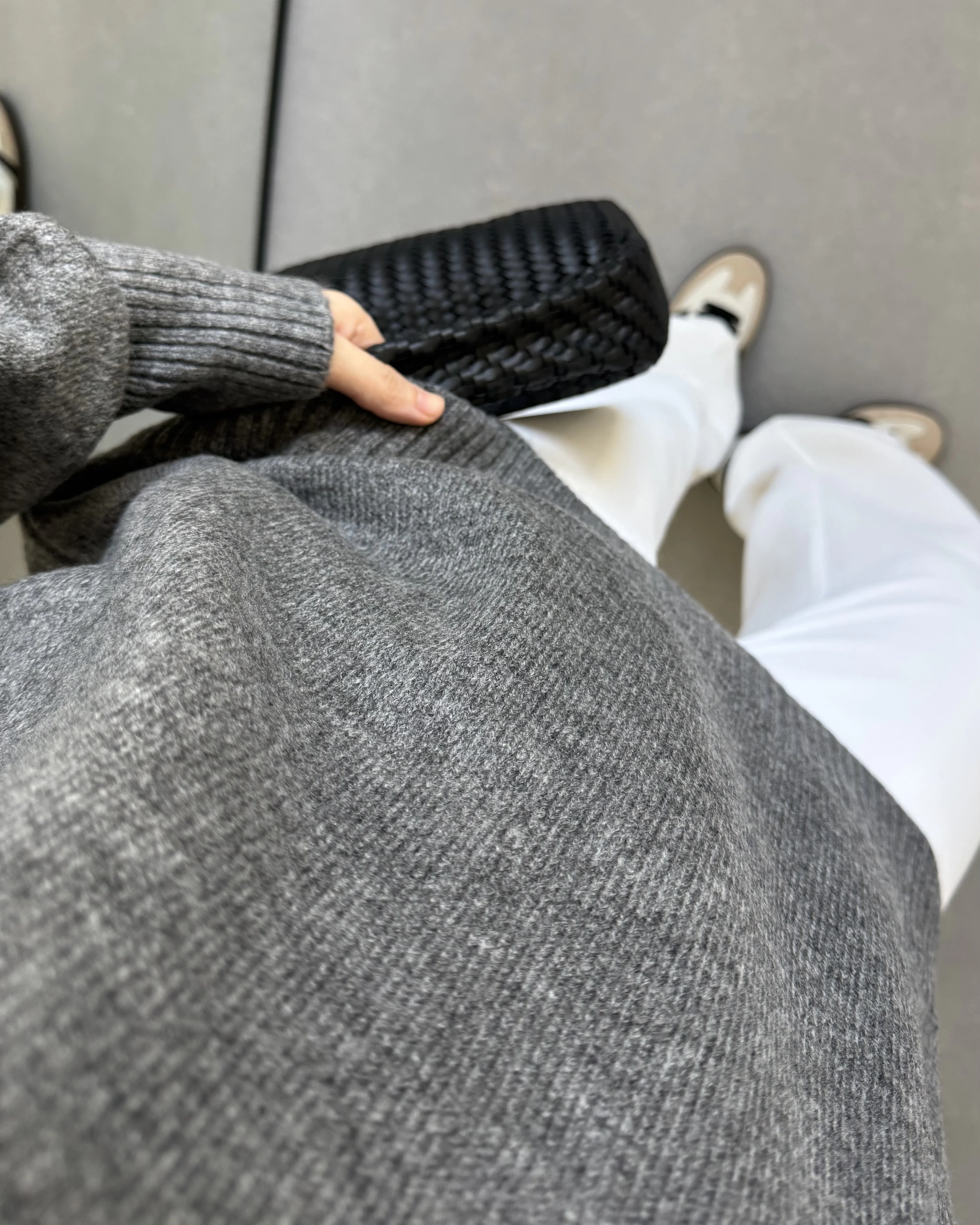 V YAKA PİNTEREST KAZAK GRİ