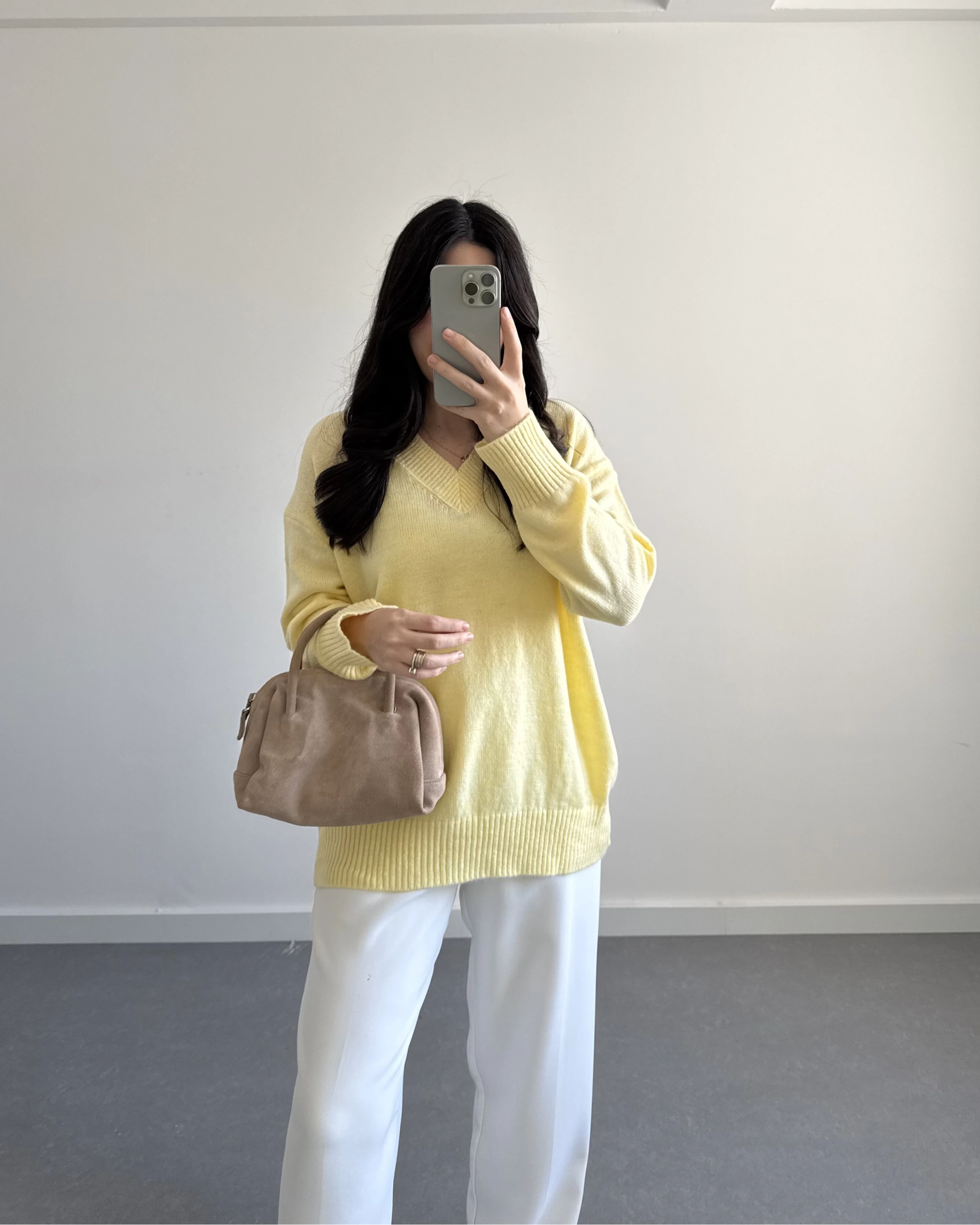 V YAKA PİNTEREST KAZAK SARI