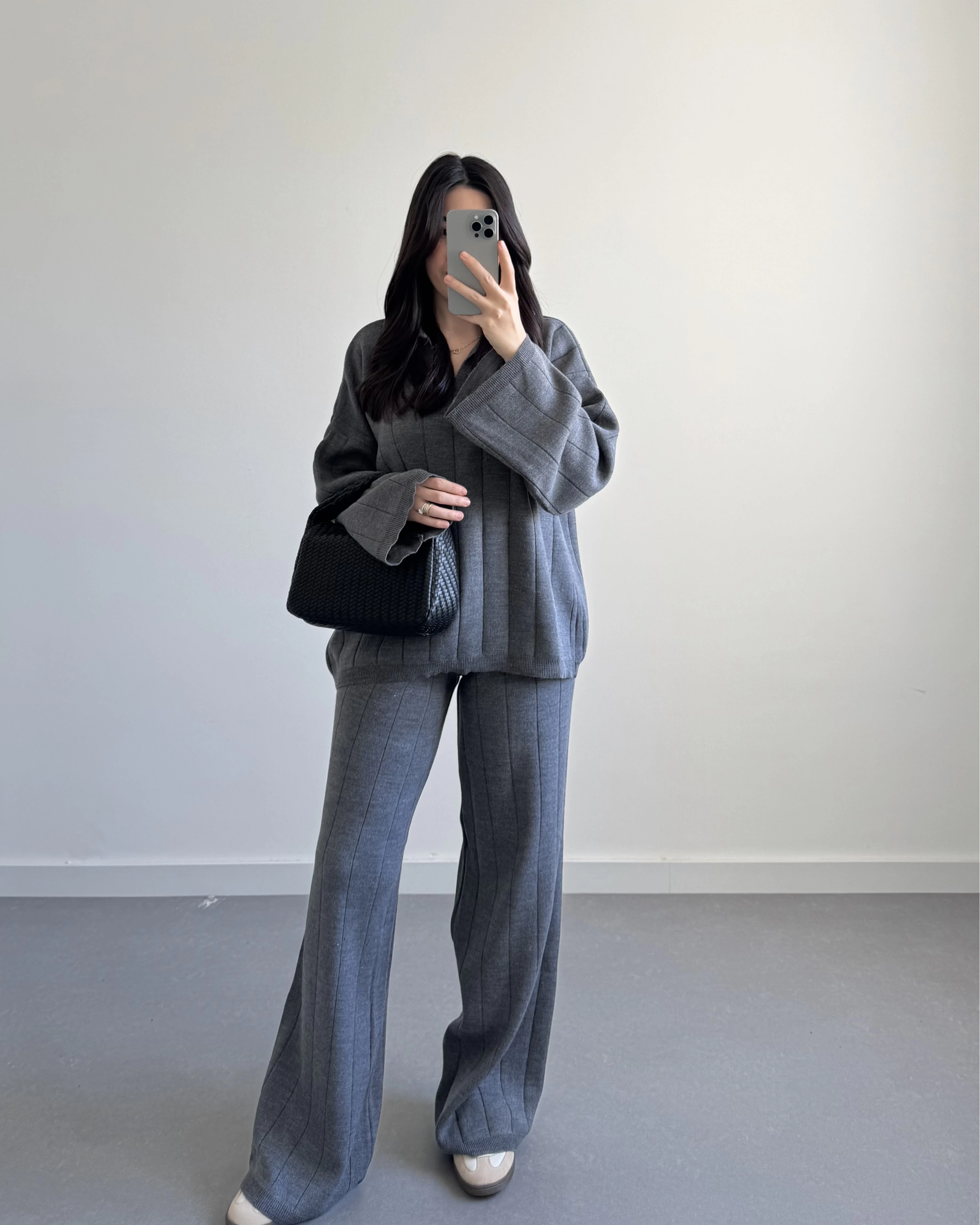 V YAKA TRİKO TAKIM ANTRASİT