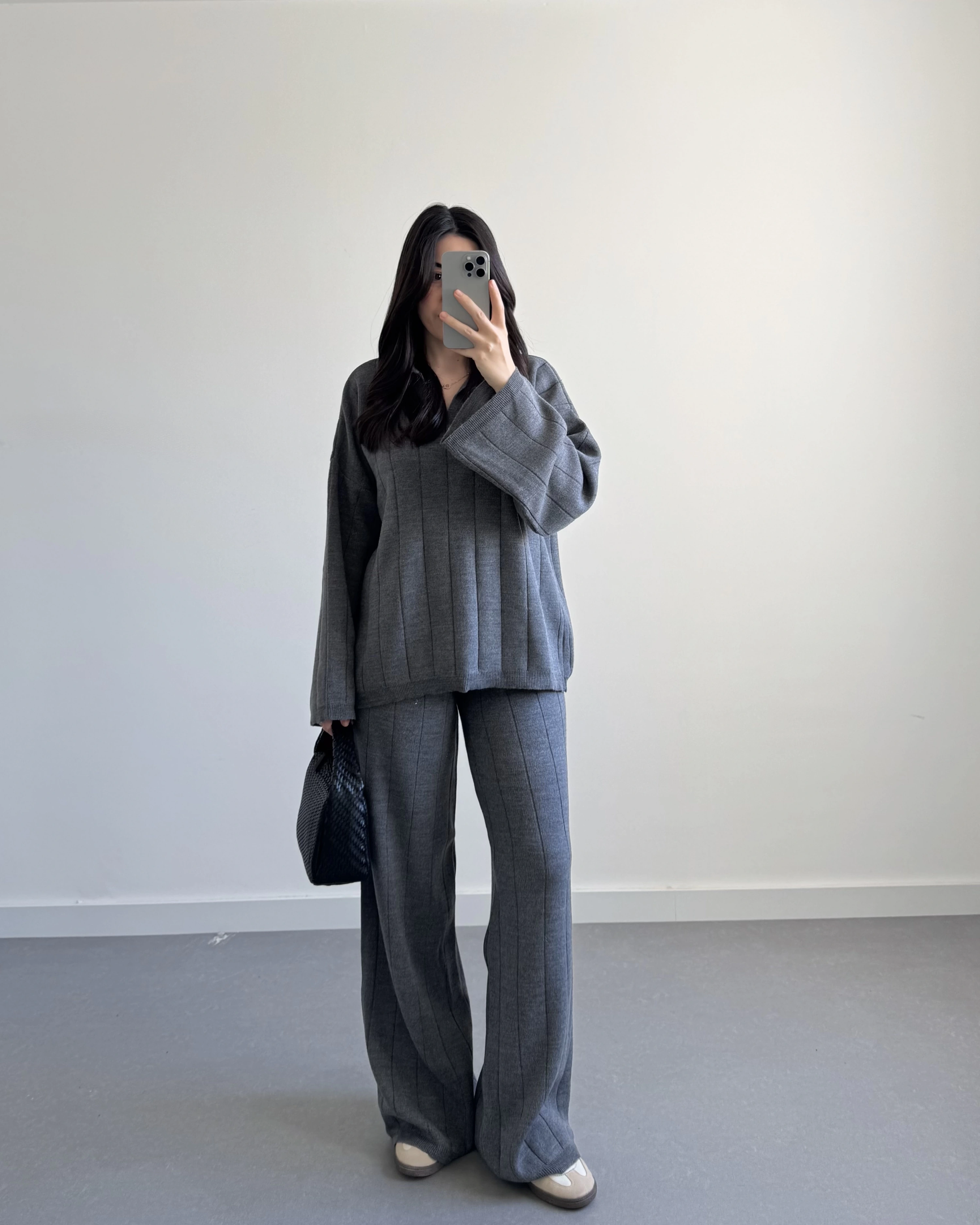 V YAKA TRİKO TAKIM ANTRASİT