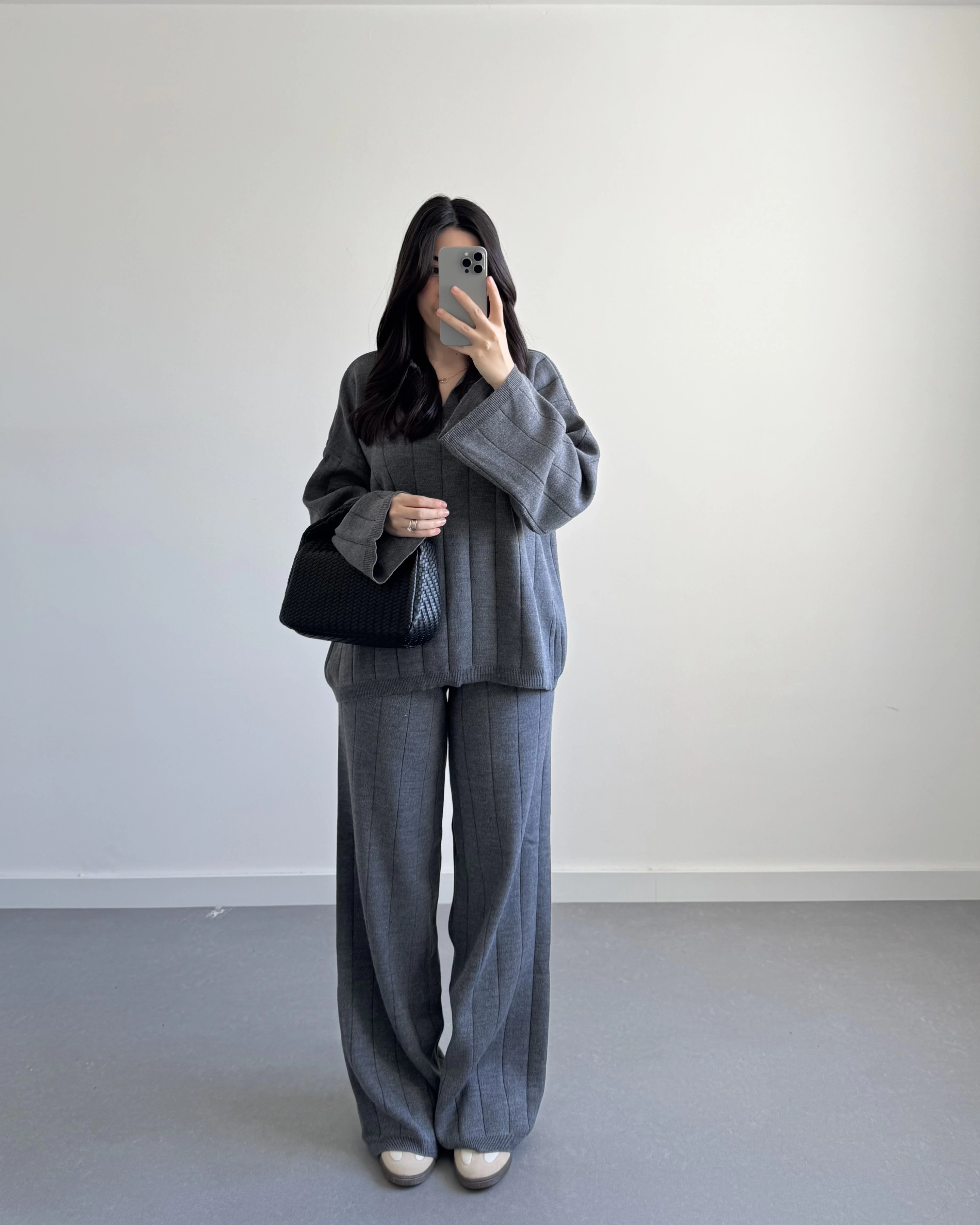 V YAKA TRİKO TAKIM ANTRASİT