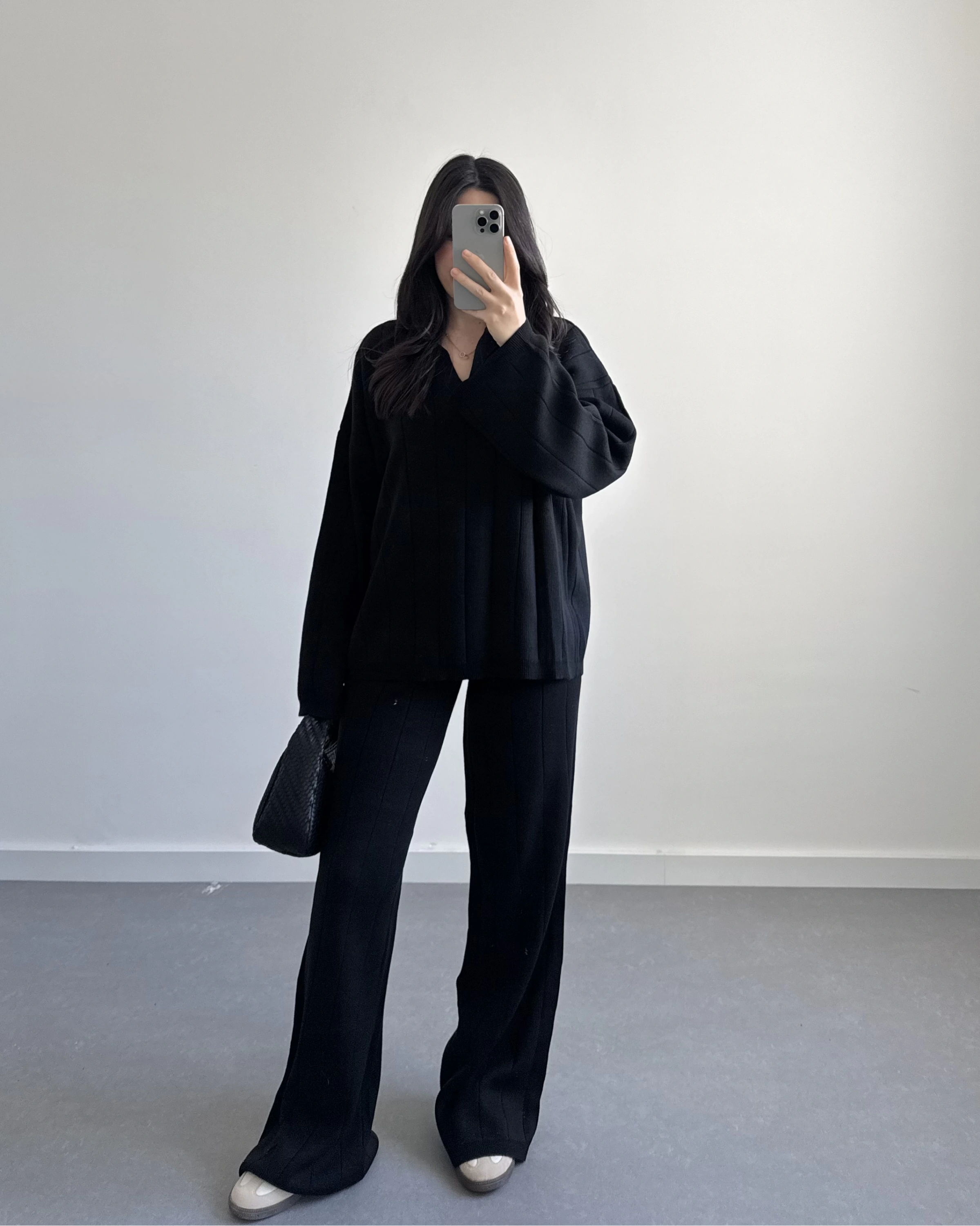 V YAKA TRİKO TAKIM SİYAH