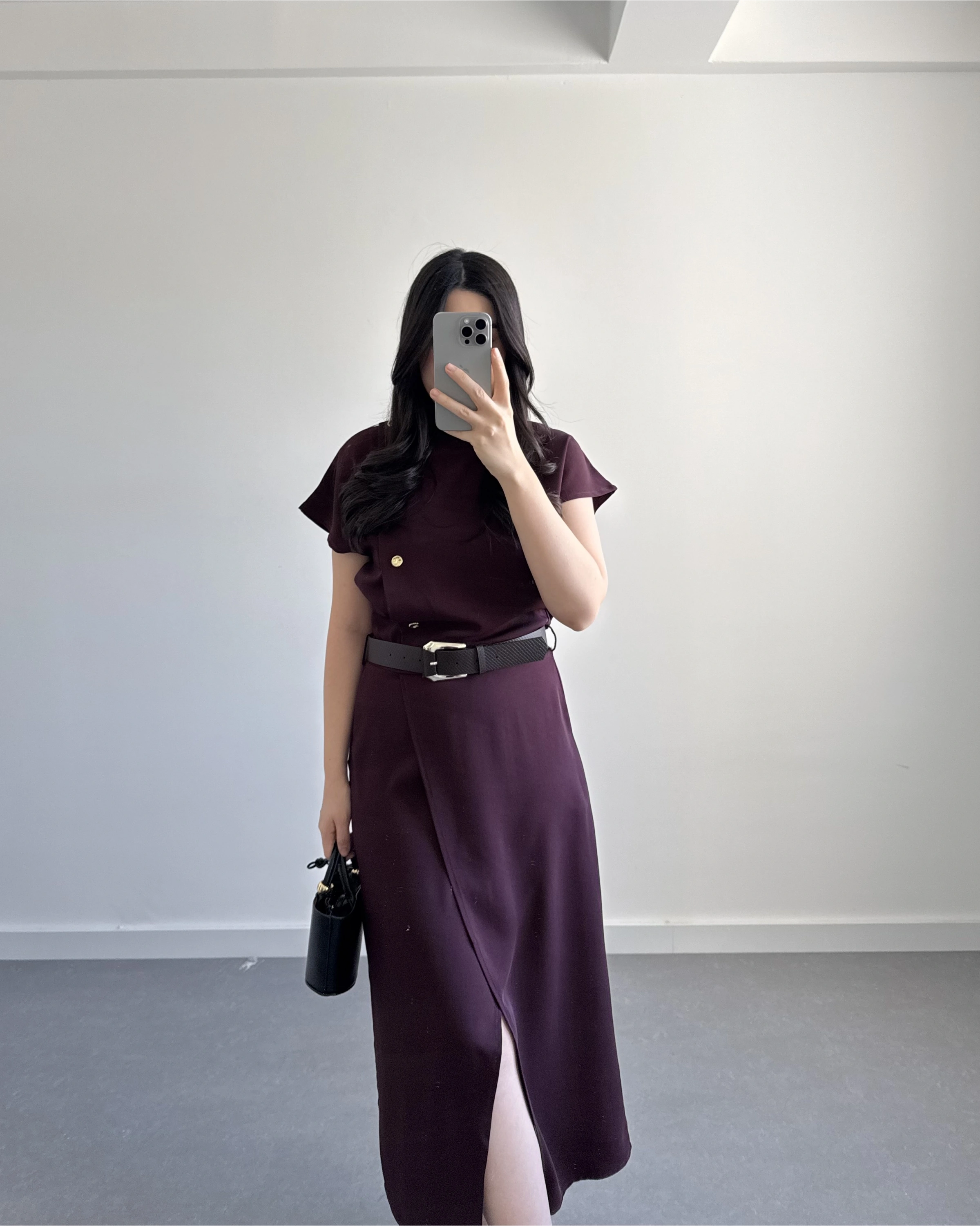 ZR MODEL BORDO KEMERLİ ELBİSE