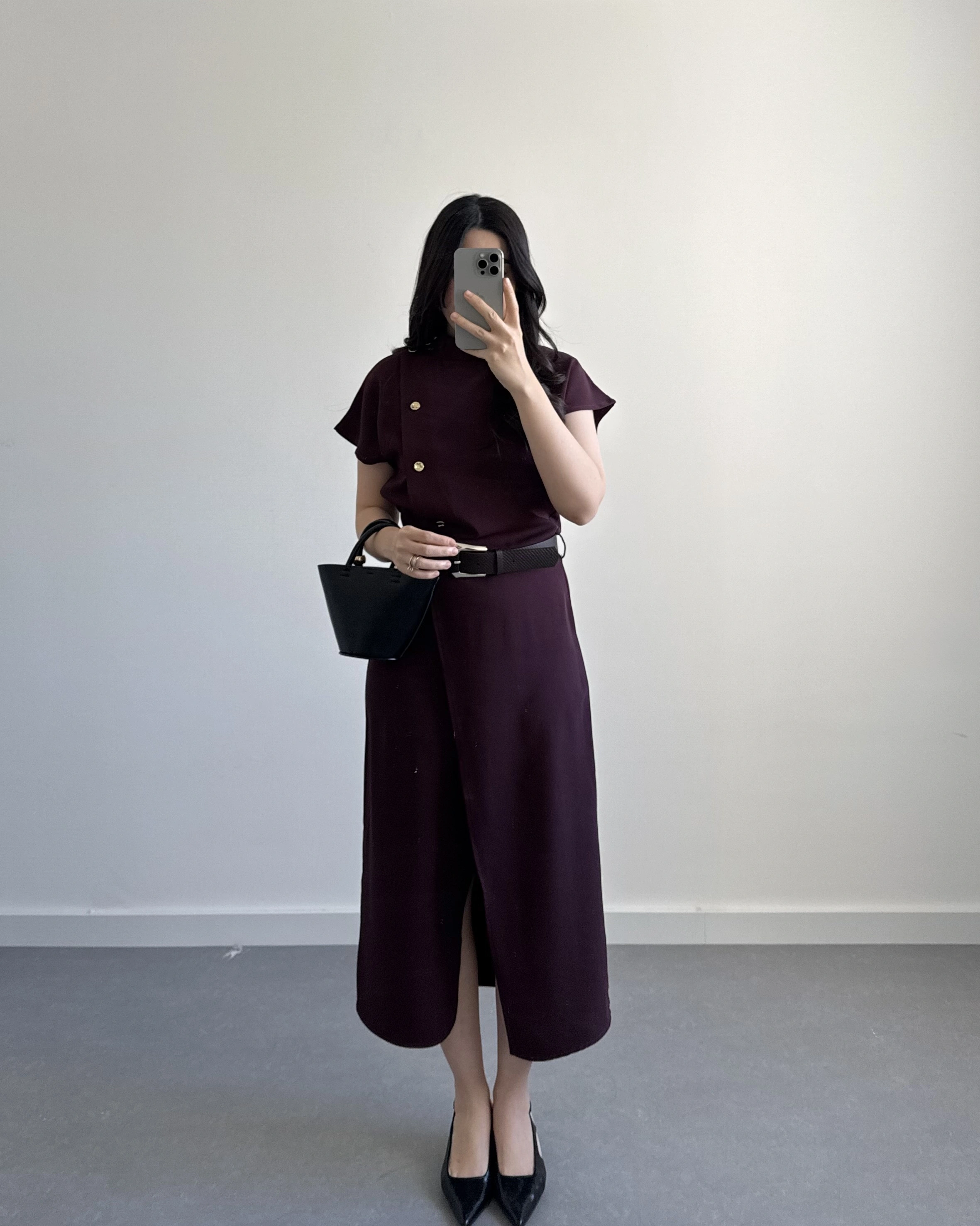 ZR MODEL BORDO KEMERLİ ELBİSE