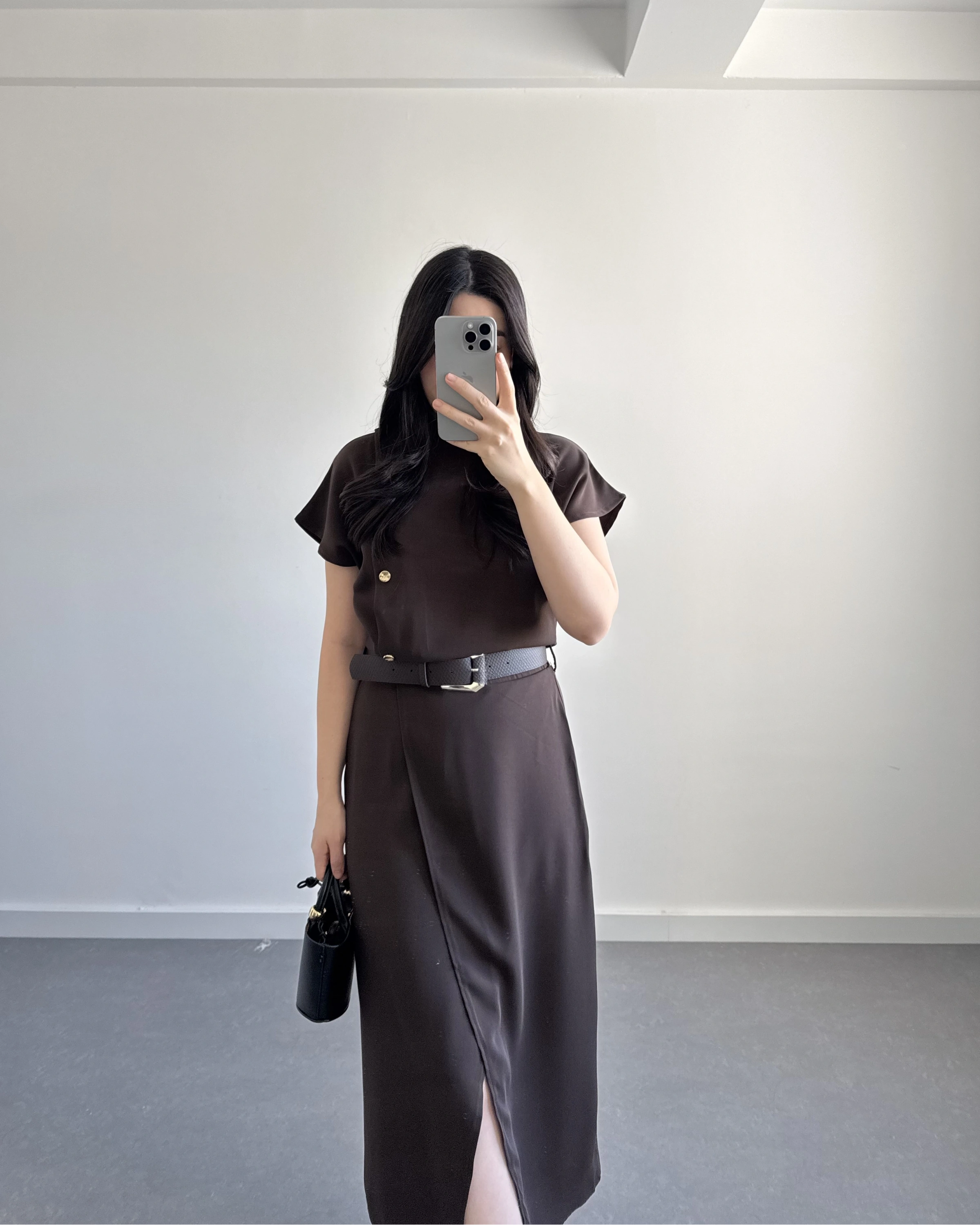 ZR MODEL KAHVE KEMERLİ ELBİSE