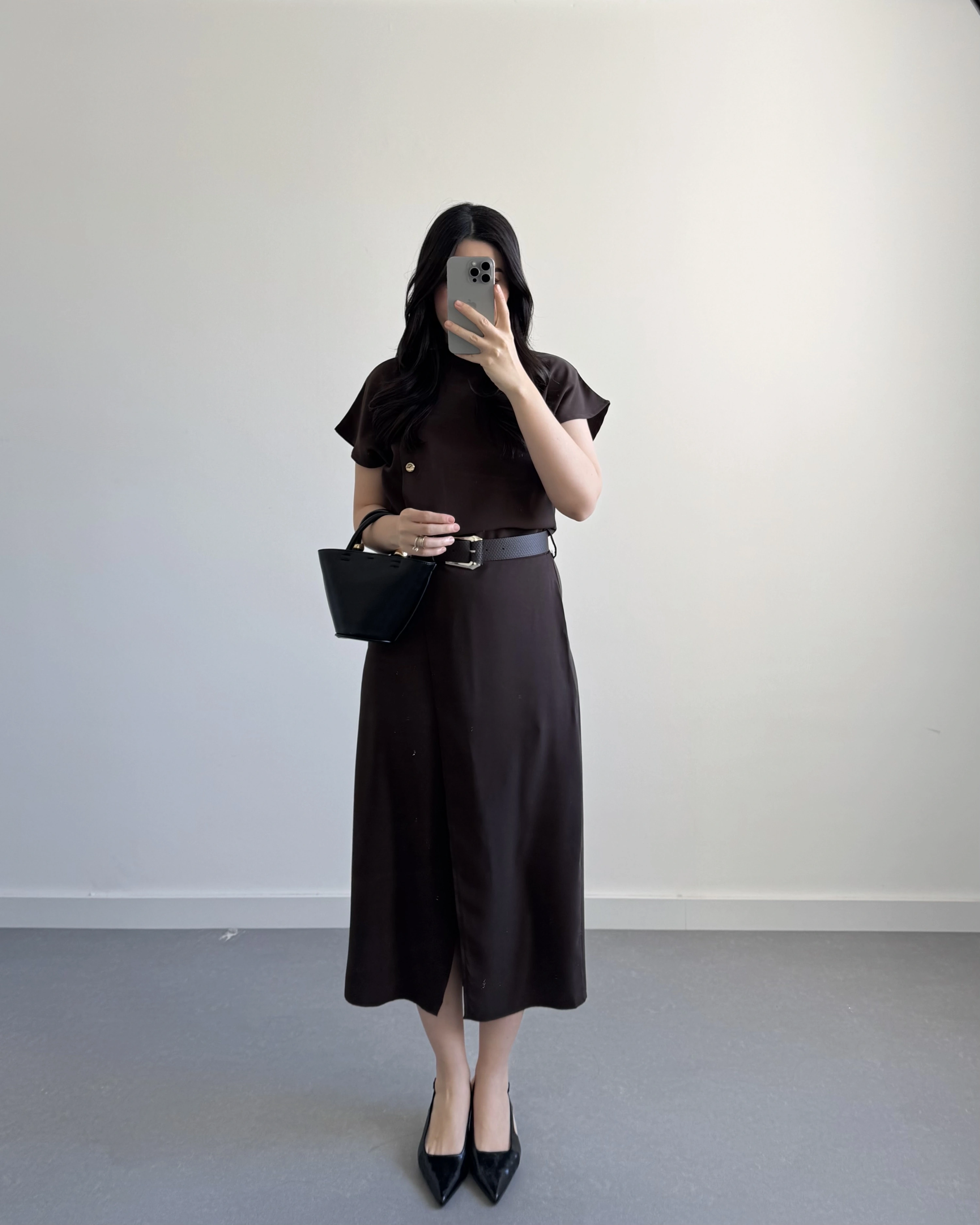 ZR MODEL KAHVE KEMERLİ ELBİSE