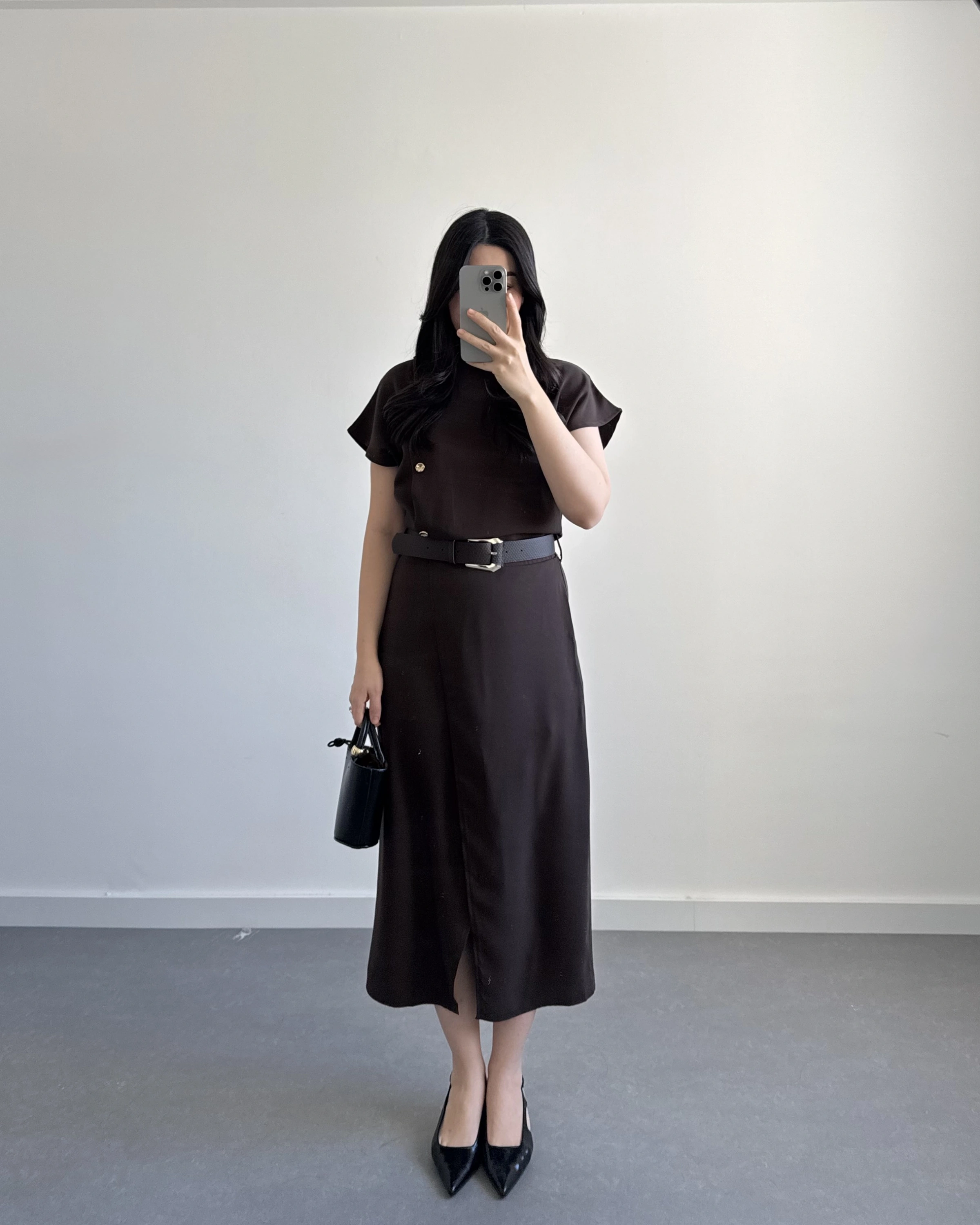 ZR MODEL KAHVE KEMERLİ ELBİSE