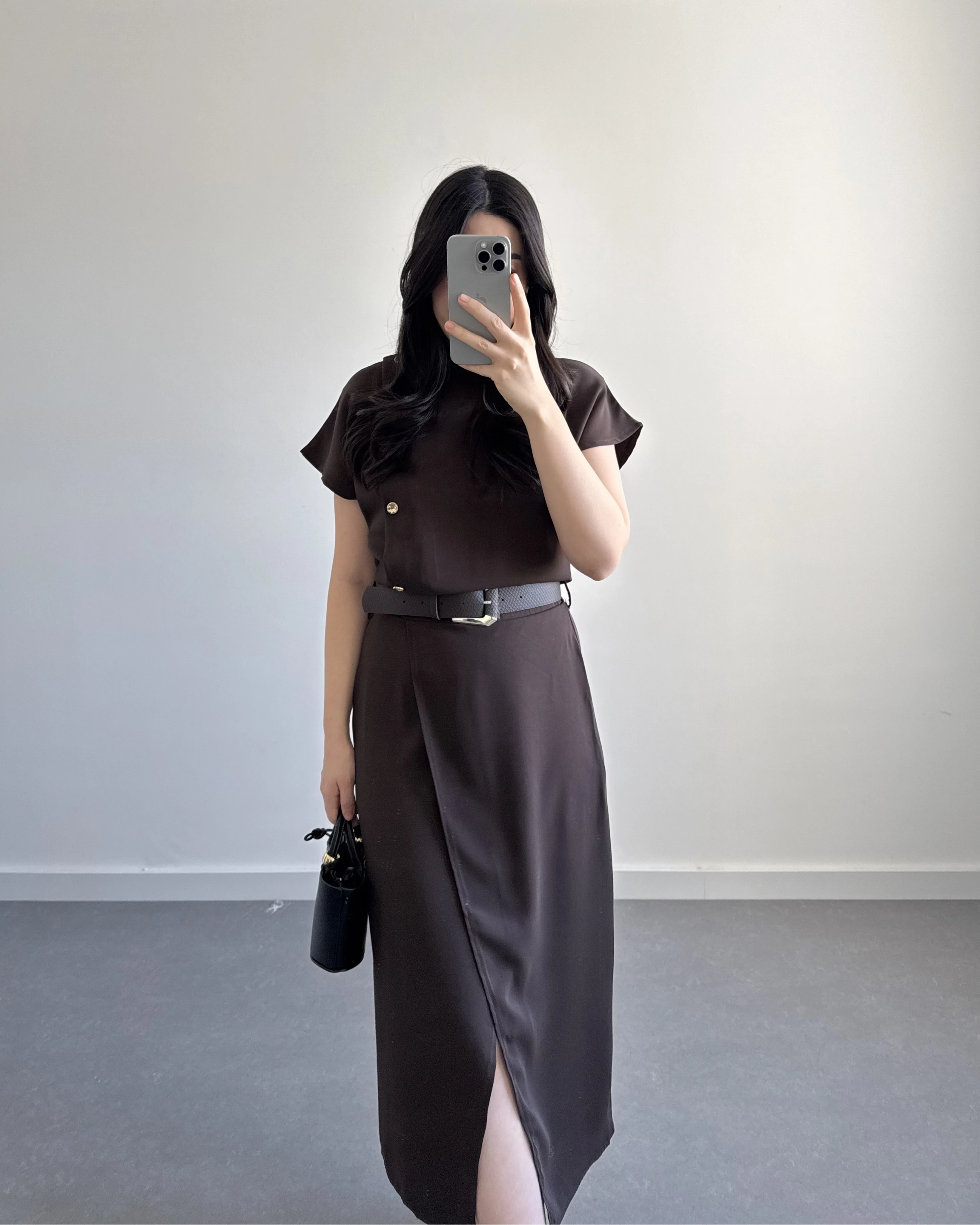 ZR MODEL KAHVE KEMERLİ ELBİSE