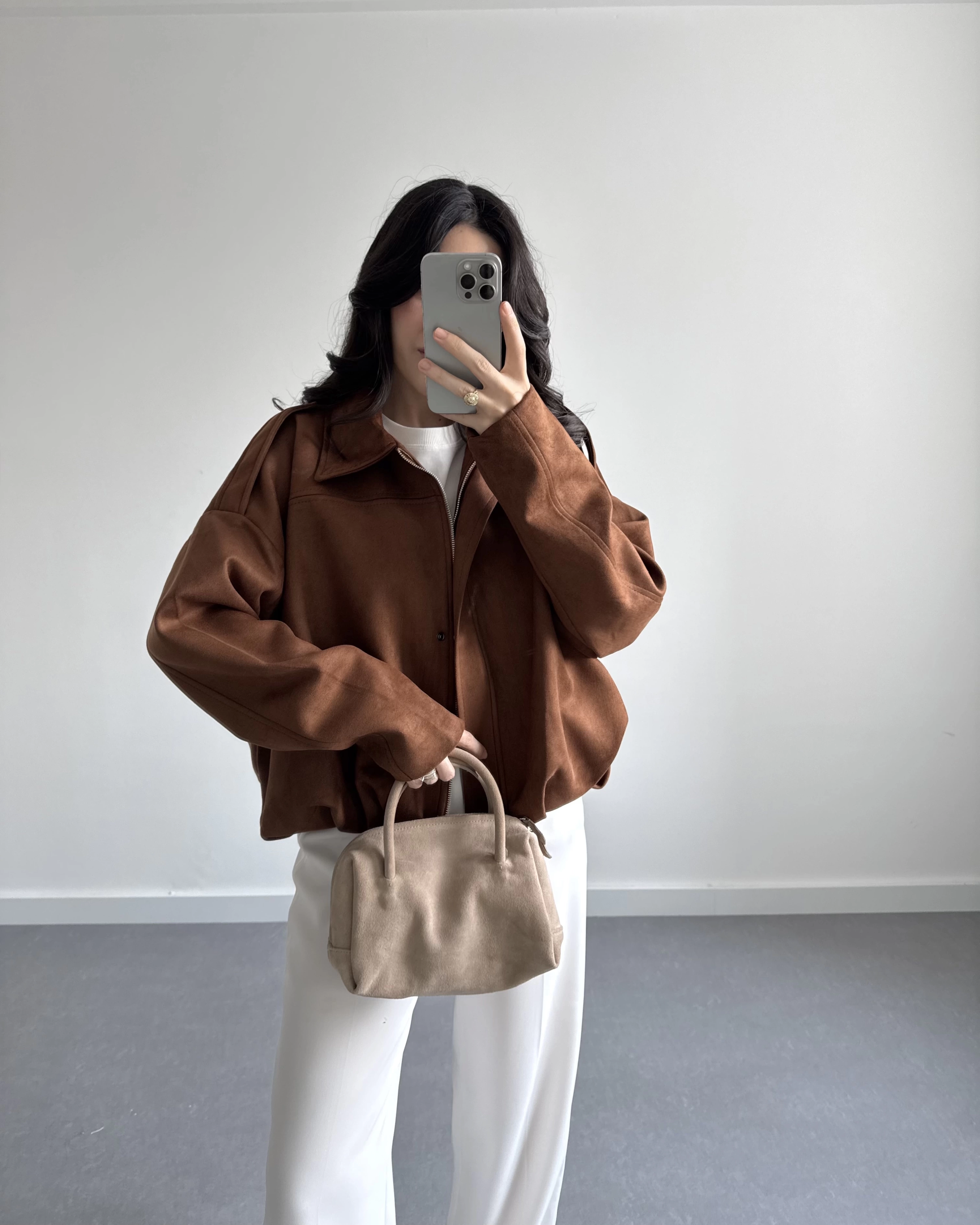 ZR MODEL SÜET BOMBER CEKET TABA