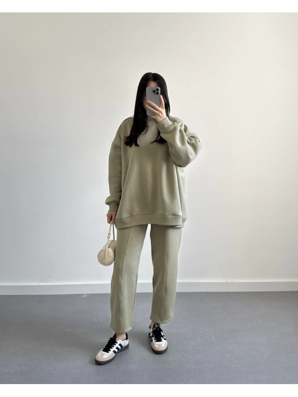 3 İPLİK ŞARDONLU PREMİUM SWEAT TAKIM YEŞİL