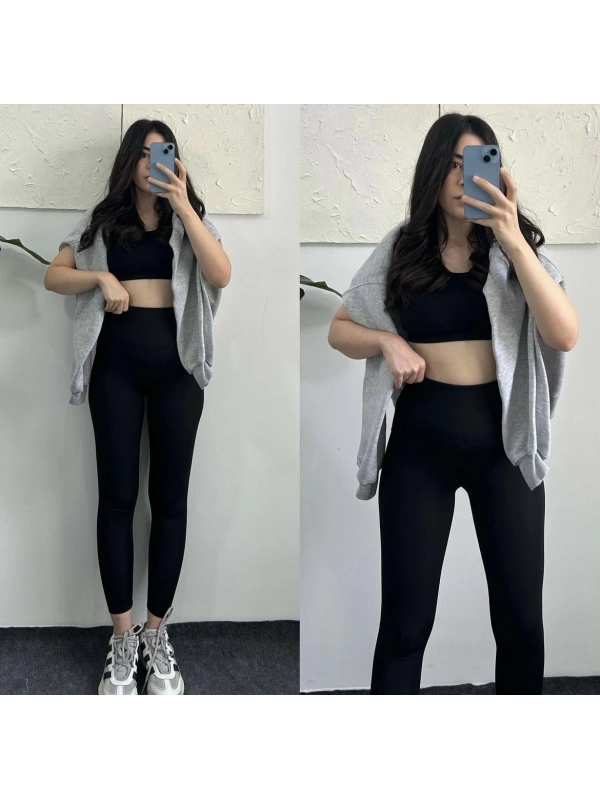 HALSEY siyah içi şardonlu tayt