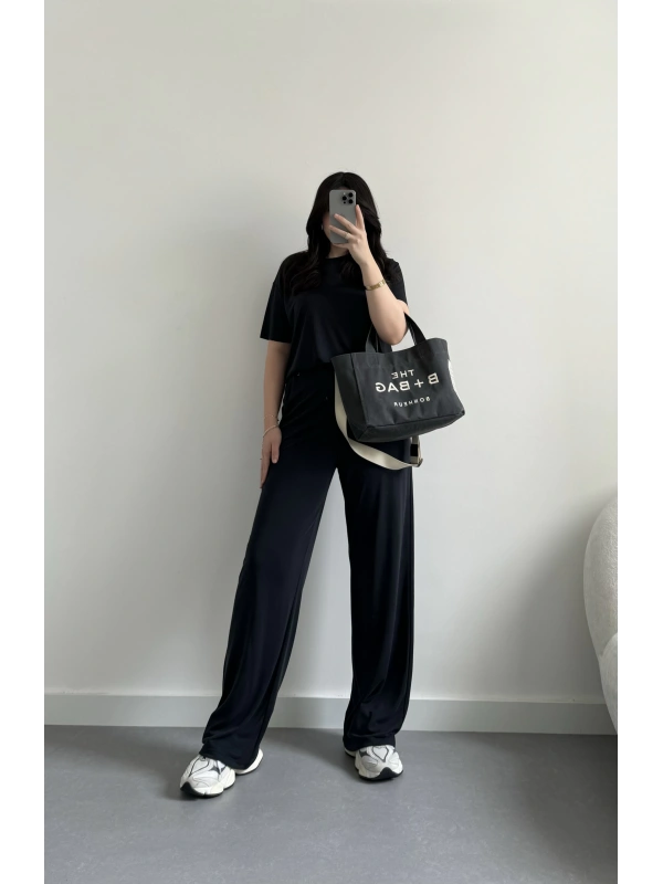 Oysh antrasit bisiklet yaka Modal takım