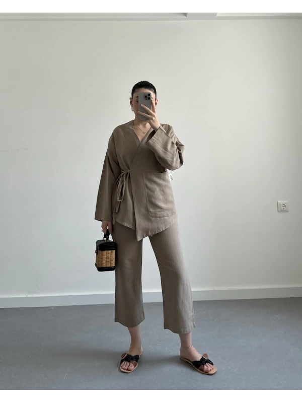 Luis Koyu Bej Premium İkili Takım