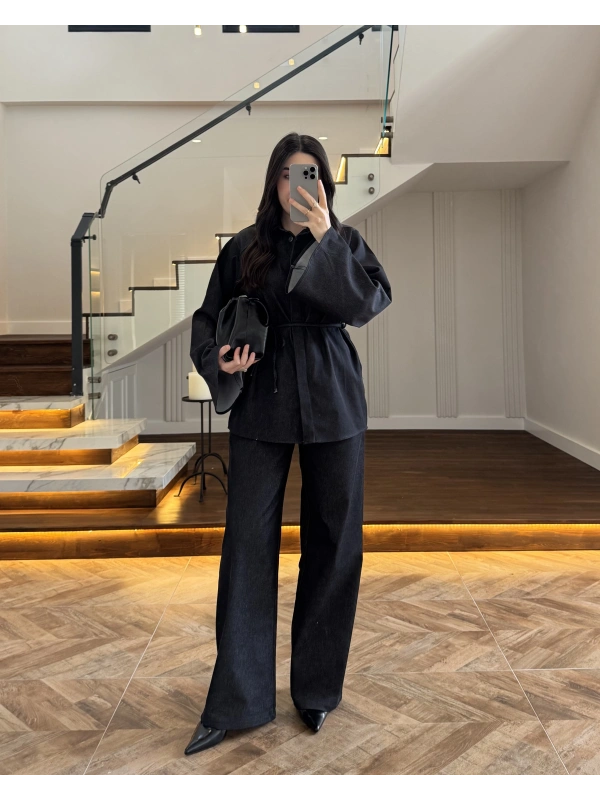 YARASA KOL DENİM GÖMLEK TAKIM- 8917