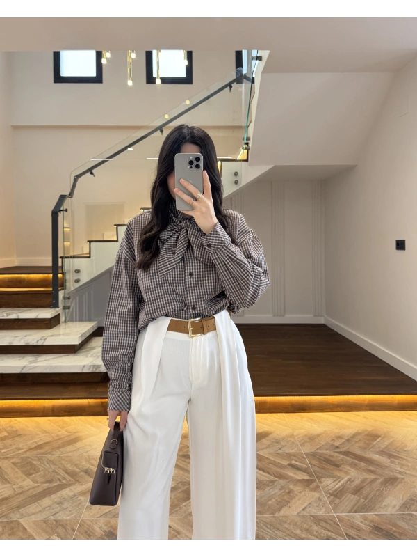 KAHVE EKOSE GÖMLEK -5454