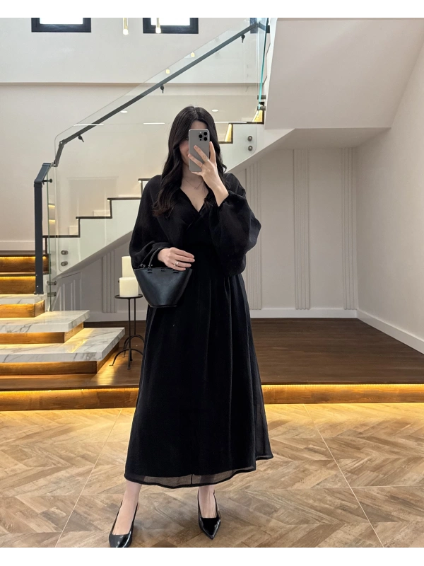 SİYAH TRANSPARAN KİMONO ETEK TAKIM