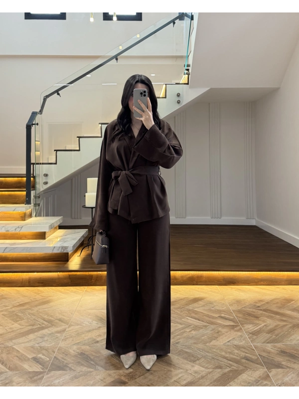 KAHVE KİMONO TAKIM -7041-4044