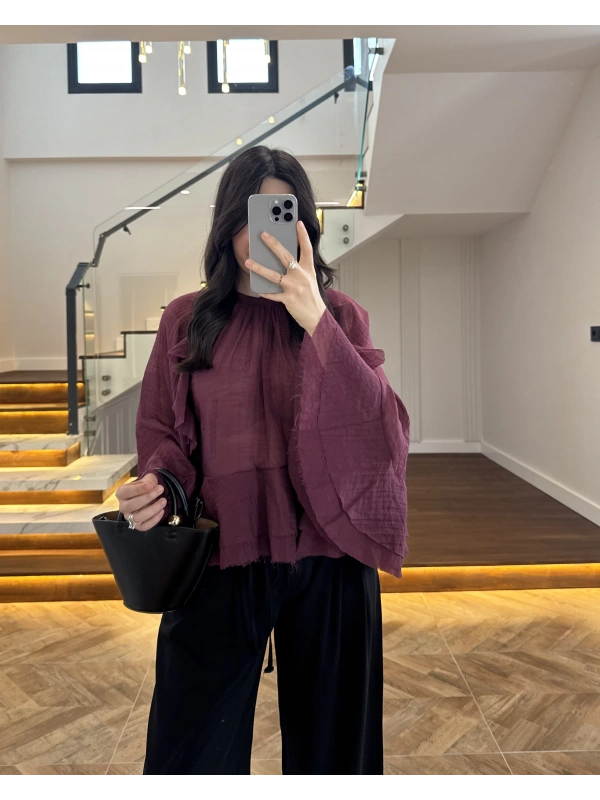 MÜRDÜM KOLLARI FIRFIRLI BLUZ-5009