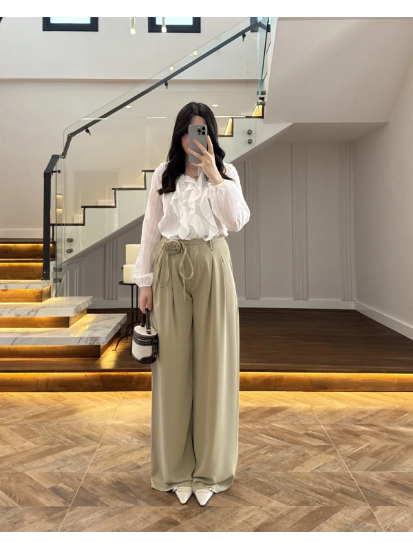 ÇAĞLA GÜL BROŞLU PALAZZO PANTOLON-3902