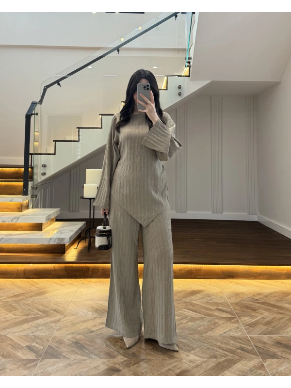 HAKİ ASİMETRİK ÇİZGİLİ TAKIM-256046