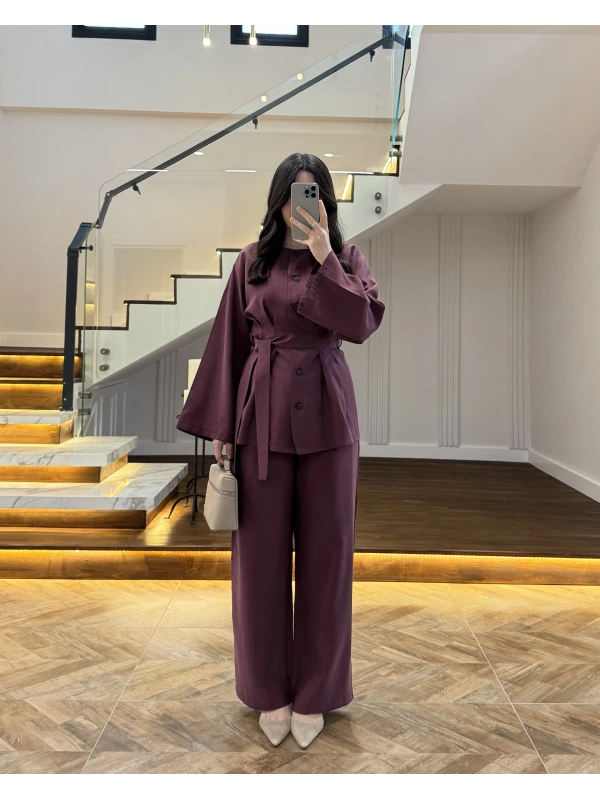 MÜRDÜM PİLE DETAY KUŞAKLI TAKIM -8926