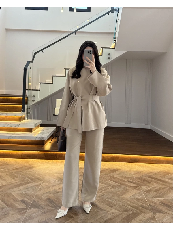 VİZON ASİMETRİK GOLD DÜĞMELİ TAKIM-9023