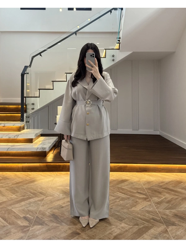 VİZON TOKA DETAYLI TUNİK TAKIM -8927