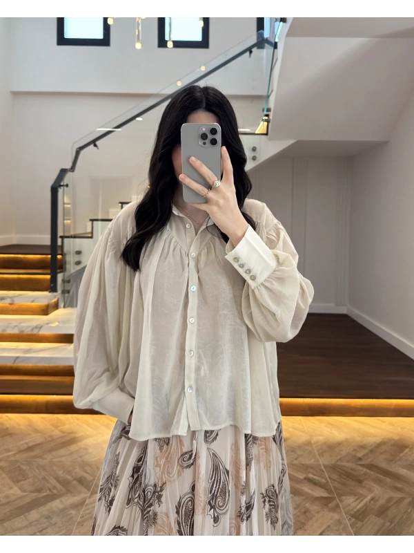 TAŞ TRANSPARAN TENSEL GÖMLEK - 70253