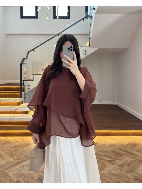 TARÇIN UÇUŞAN PELERİN BLUZ -5026