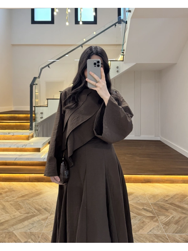 KAHVE ÖNÜ VOLANLI GÖMLEK-262016