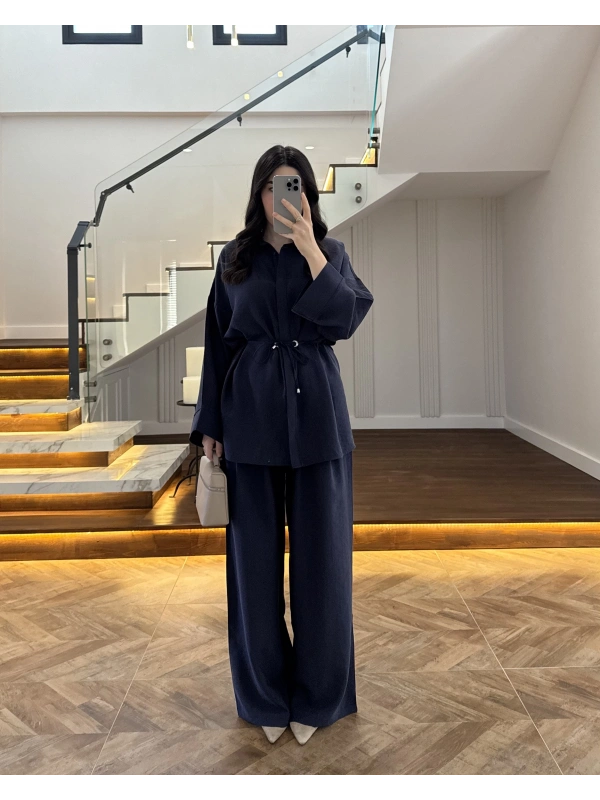 LACİVERT TENSEL GÖMLEK PANTOLON TAKIM -51281