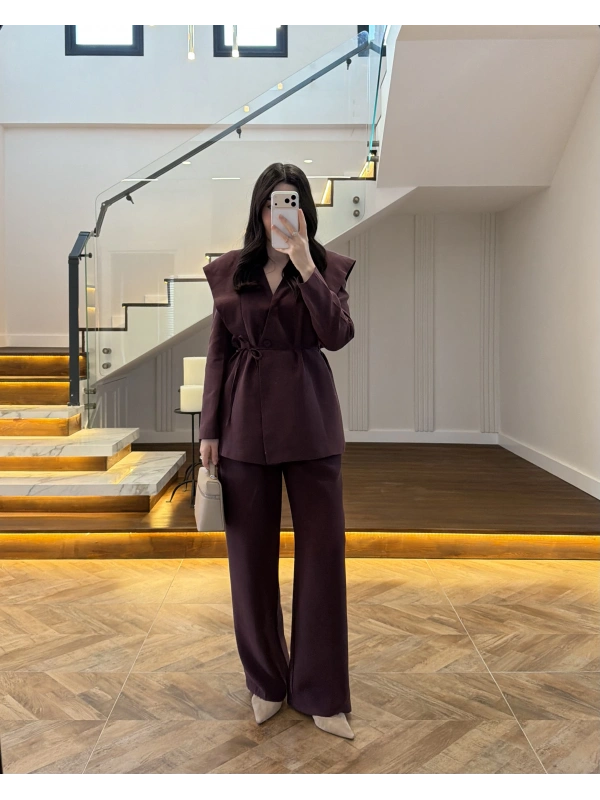 MÜRDÜM FLAP OMUZ DETAYLI CEKET TAKIM- 9035