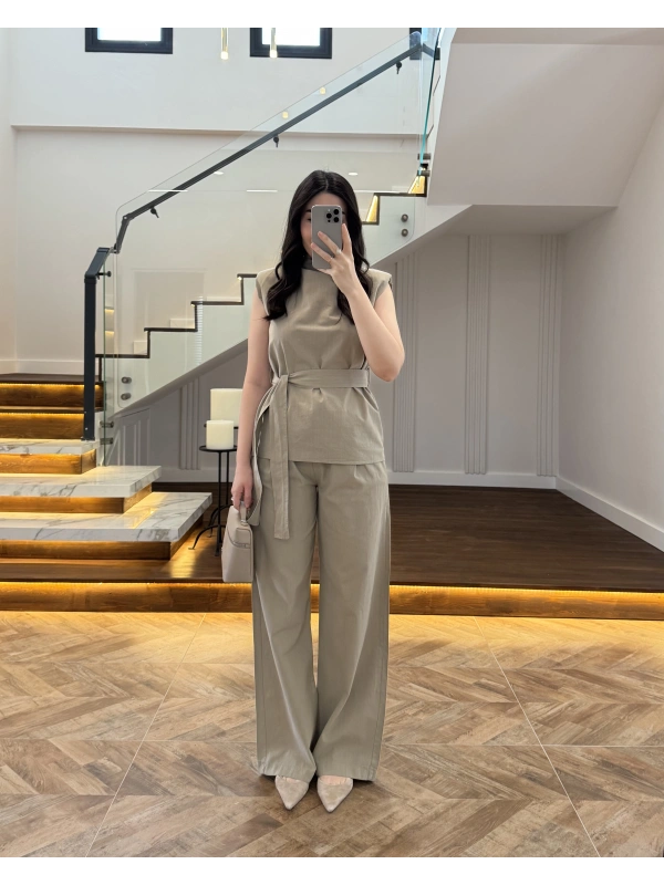 VİZON DEGAJE YAKA TAKIM KEMERLİ TAKIM -8965