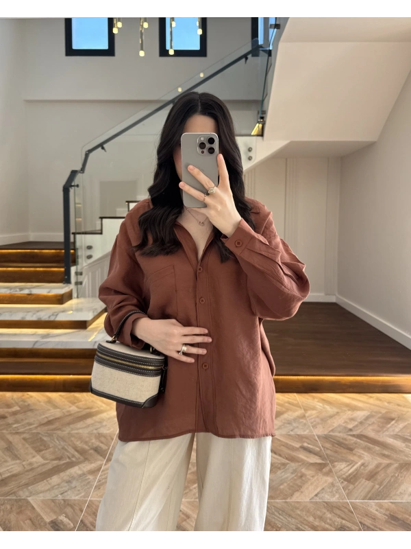 TARÇIN DÜŞÜK OMUZ TENSEL GÖMLEK-4612