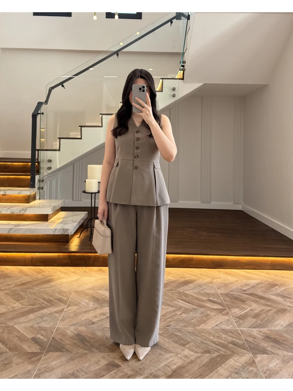 HAKİ PİLELİ YELEK TAKIM-9041