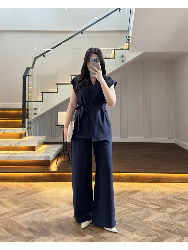 LACİVERT TENSEL YELEK TAKIM -3789