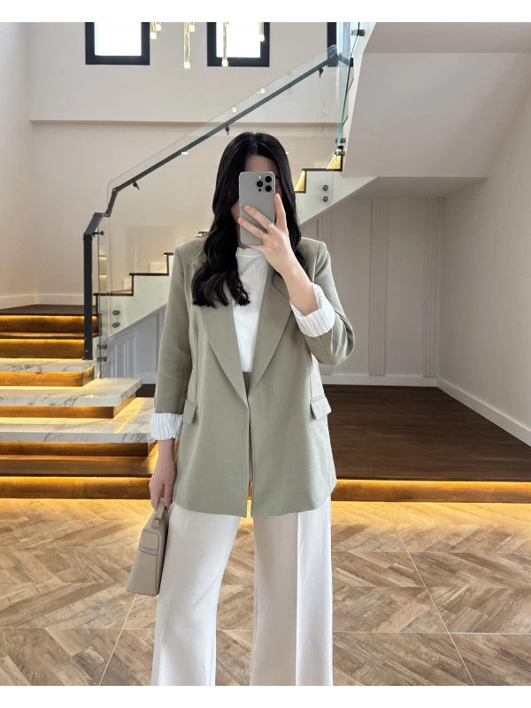 HAKİ ÇİZGİLİ ASTARLI CEKET- 7627