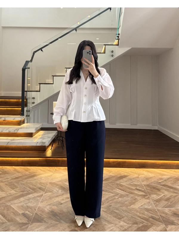 LACİVERT PALAZZO PANTOLON -3879