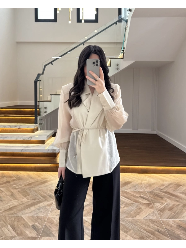 TAŞ TRANSPARAN CEKET -5029